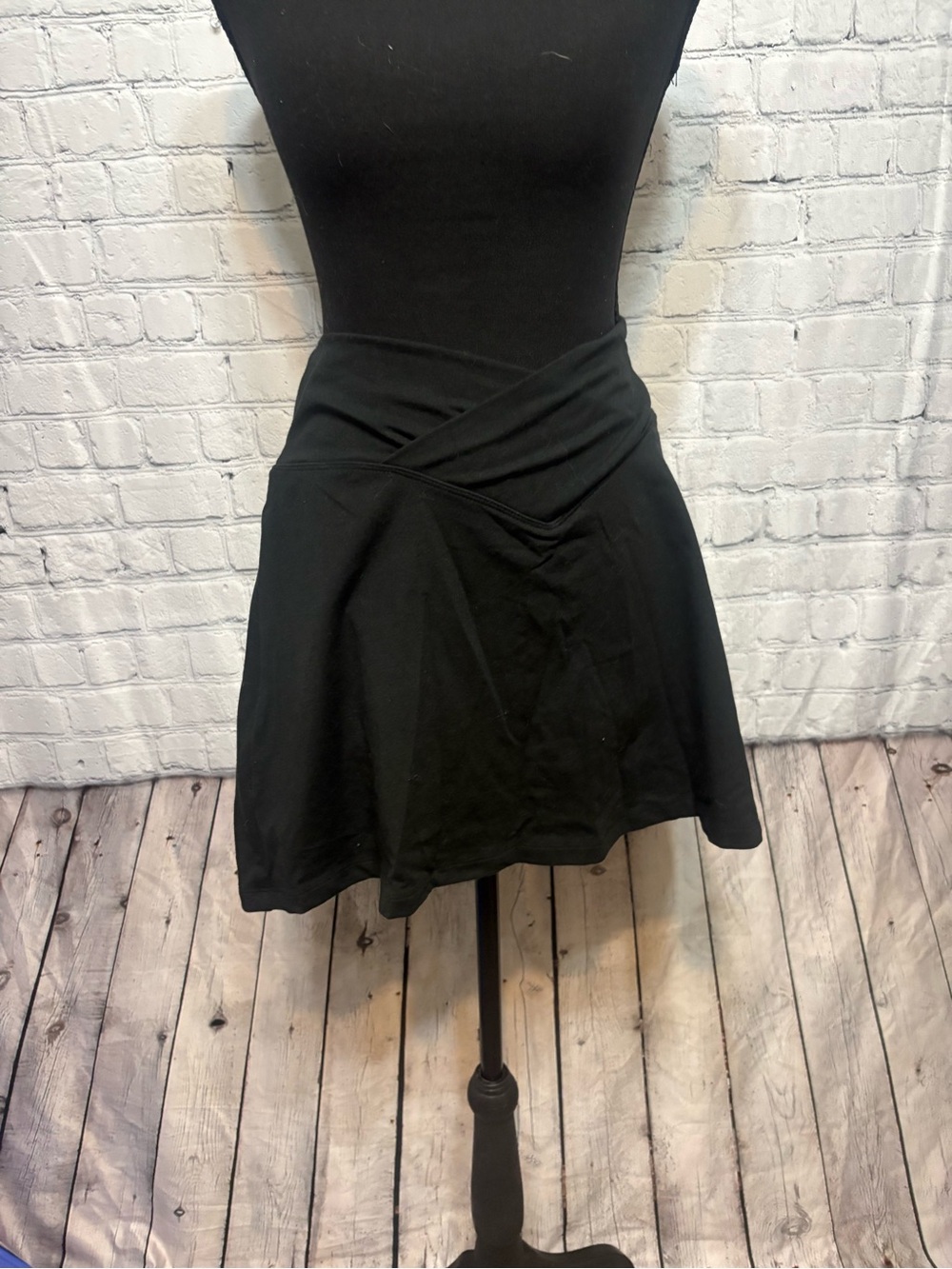 PINK Victoria's Secret Black Cross-Waist Skater Skirt
